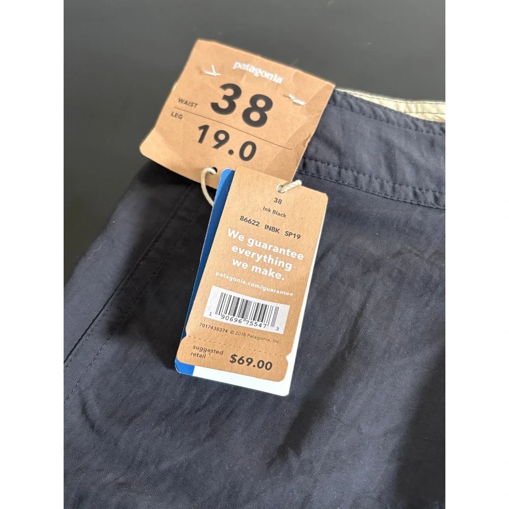 Patagonia Mens Stretch Wavefarer Boardshorts 19 Inch Ink Black 86622 Size 38 NWT